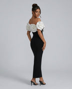 Adeline Off-Shoulder Fitted Column Maxi Dress - White