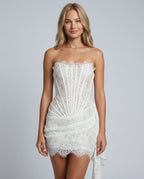 Anouk Strapless Lace Overlay Corset Mini Dress - White