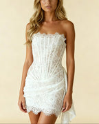 Anouk Strapless Lace Overlay Corset Mini Dress - White