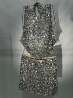 Aubrey Sleeveless Beaded Mesh Mini Two Piece Set - Silver