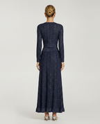 Cora Rib Knit Cropped Jacket And Maxi Skirt Set - Dark Blue