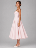 Cora Sweetheart Corset Tulle A-Line Midi Dress - Pink