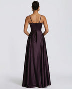 Darya Satin Sheen A-Line Spaghetti Strap Maxi Dress - Purple