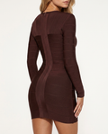 Dee Long Sleeve Rib Knit Bodycon Mini Dress for Women - Chocolate