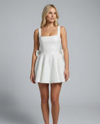 Elin Sleeveless Allover Sequin A-Line Mini Dress - White