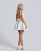 Elin Sleeveless Allover Sequin A-Line Mini Dress - White