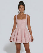 Elin Sleeveless Allover Sequin A-Line Mini Dress - Pink
