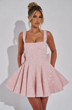 Elin Sleeveless Allover Sequin A-Line Mini Dress - Pink