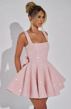 Elin Sleeveless Allover Sequin A-Line Mini Dress - Pink