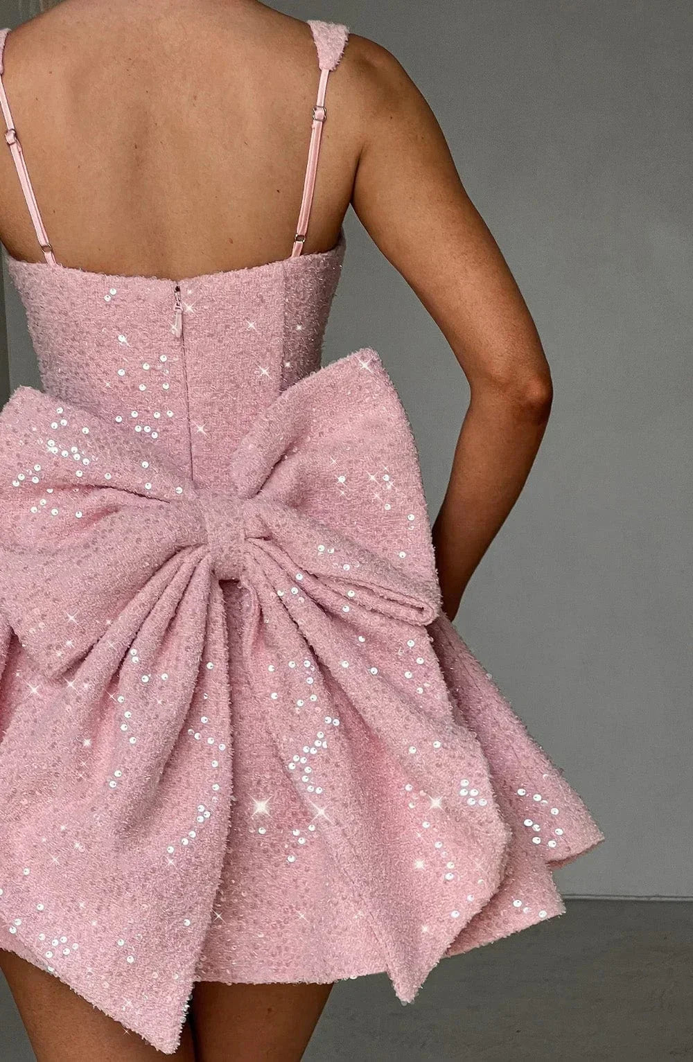 Elin Sleeveless Allover Sequin A-Line Mini Dress - Pink