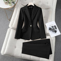 Isolde Collared Double Breasted Woven Two-Piece Set - Black