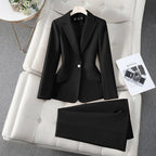 Isolde Collared Double Breasted Woven Two-Piece Set - Black