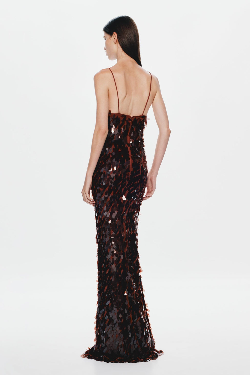 Kira Allover Sequin V-Neck Column Maxi Dress for Women - Brown