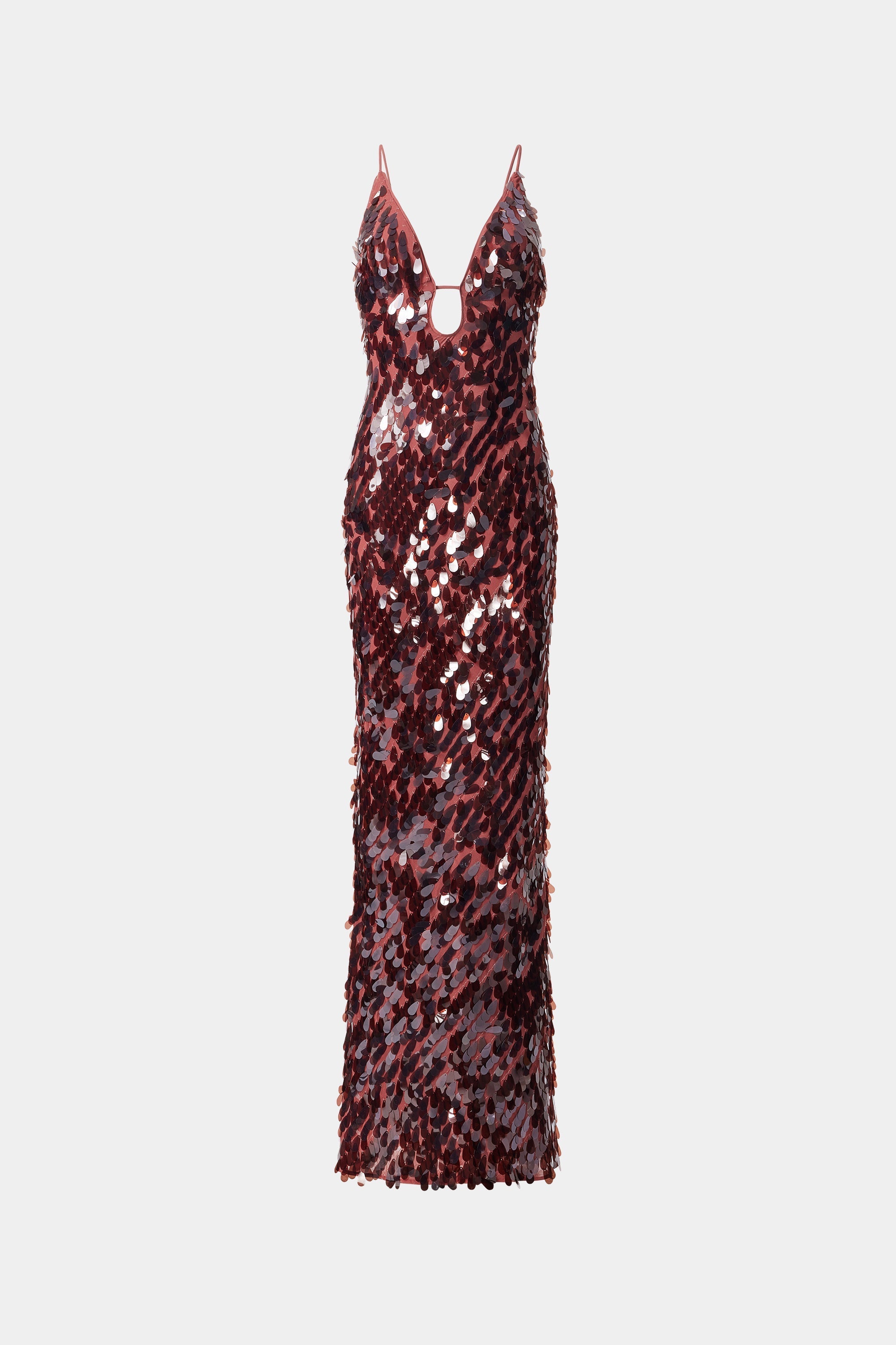 Kira Allover Sequin V-Neck Column Maxi Dress for Women - Brown