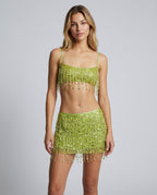 Lena Spaghetti Strap Sequin Mini Two Piece Set - Green