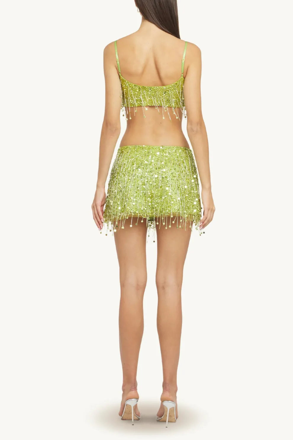 Lena Spaghetti Strap Sequin Mini Two Piece Set - Green