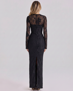 Marla Lace Overlay Sweetheart Bodycon Maxi Dress - Black
