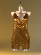 Mia Gold Draped Metallic Sheen Bodycon Mini Dress - Gold