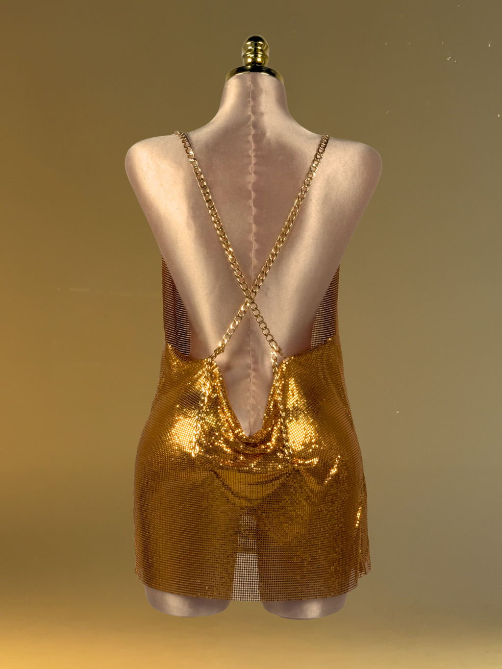 Mia Gold Draped Metallic Sheen Bodycon Mini Dress - Gold