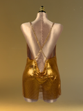 Mia Gold Draped Metallic Sheen Bodycon Mini Dress - Gold