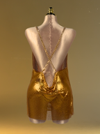 Mia Gold Draped Metallic Sheen Bodycon Mini Dress - Gold