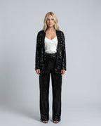 Romilly Longline Sequin Cardigan And Trouser Set - Black