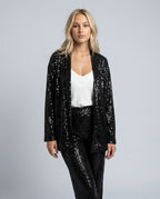 Romilly Longline Sequin Cardigan And Trouser Set - Black
