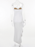 Séline White Lace Asymmetric Corset Midi Dress - White