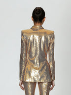 Scarlett Long Sleeve Sequin Flared Two Piece Set - Gold