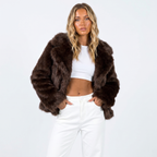 Scarlett Solid Open Front Collared Hip-Length Jacket - Coffee