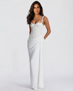 Sienna White Lace And Sequin Corset Maxi Dress - White