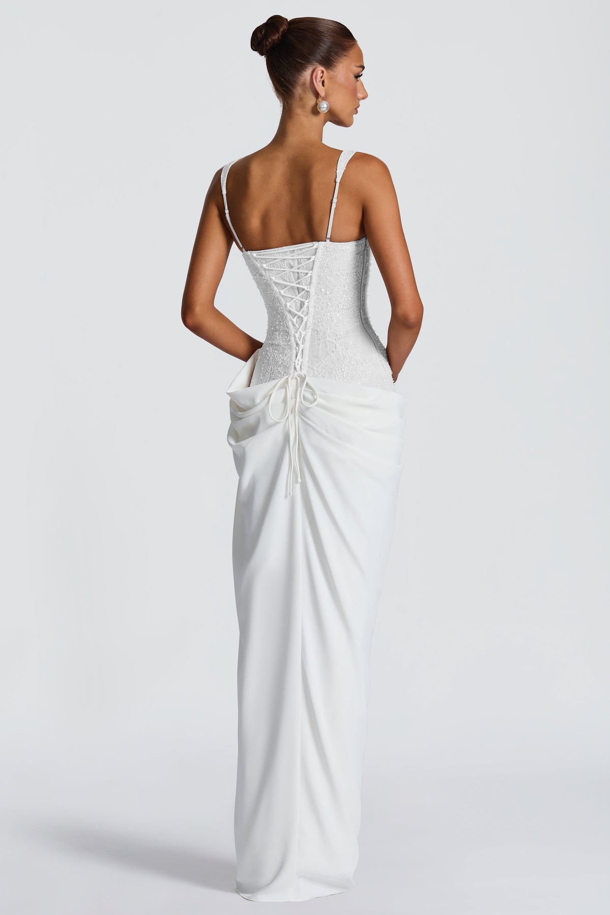 Sienna White Lace And Sequin Corset Maxi Dress - White