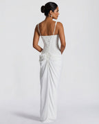 Sienna White Lace And Sequin Corset Maxi Dress - White