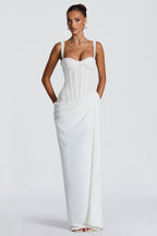 Sienna White Lace And Sequin Corset Maxi Dress - White