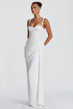 Sienna White Lace And Sequin Corset Maxi Dress - White