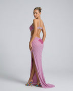 Soraya Hot Pink Beaded Mesh Sweetheart Maxi Dress - Hot Pink