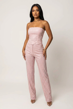Stelline Strapless Metallic Sheen Two-Piece Set - Pink