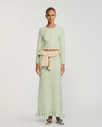 Tatum Round Neck Rib Knit Long Sleeve Two-Piece Set - Mint Green