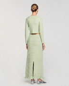 Tatum Round Neck Rib Knit Long Sleeve Two-Piece Set - Mint Green