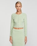 Tatum Round Neck Rib Knit Long Sleeve Two-Piece Set - Mint Green