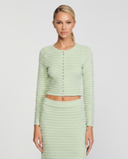 Tatum Round Neck Rib Knit Long Sleeve Two-Piece Set - Mint Green